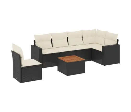 7-Daļīgs Dārza Dīvāna Komplekts Ar Matračiem, Melna Pe Vidaxl