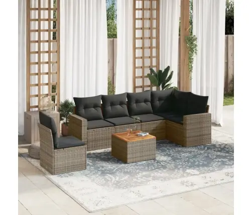 7-Daļīgs Dārza Dīvāna Komplekts, Matrači, Pelēka Pe Rotangpalma Vidaxl 7-Daļīgs Dārza Dīvāna Komplekts, Matrači, Pelēka Pe Rotangpalma Vidaxl