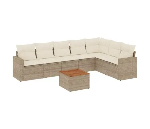 8-Daļīgs Dārza Dīvāna Komplekts, Matrači, Bēša Pe Rotangpalma Vidaxl