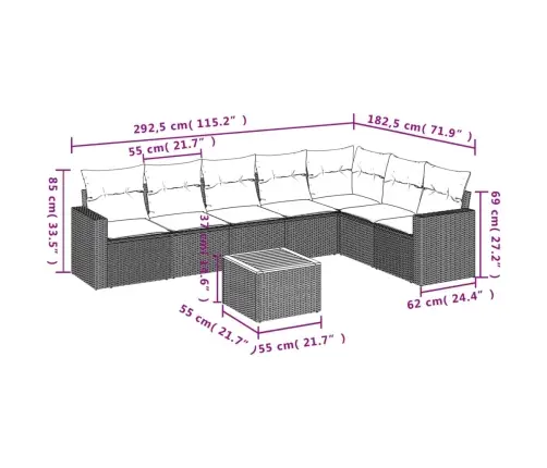8-Osaline Aiadiivani Komplekt Patjadega, Beež, Polürotang