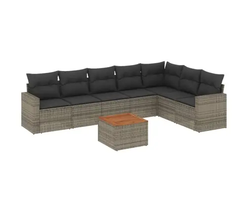 8-Daļīgs Dārza Dīvāna Komplekts Ar Matračiem, Pelēks Pe Pinums Vidaxl