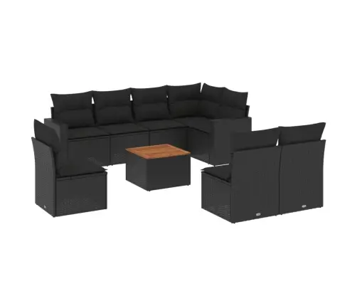 Sodo Komplektas Su Pagalvėlėmis, 9 Dalių, Juodas, Poliratanas