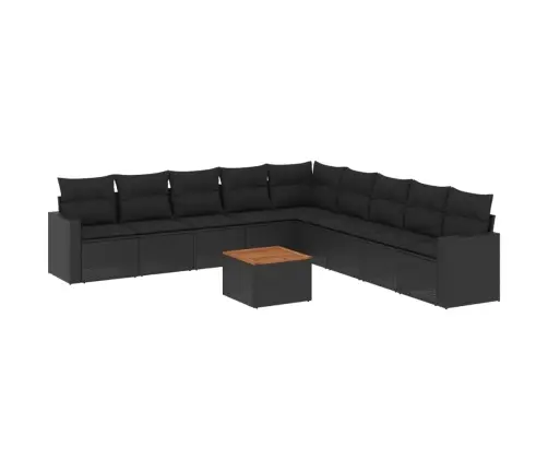 Sodo Komplektas Su Pagalvėlėmis, 10 Dalių, Juodas, Poliratanas Sodo Komplektas Su Pagalvėlėmis, 10 Dalių, Juodas, Poliratanas