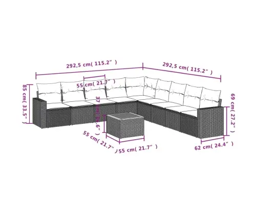 10-Osaline Aiadiivani Komplekt Patjadega, Hall, Polürotang