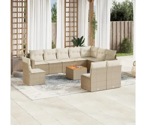 11-Osaline Aiadiivani Komplekt Patjadega, Beež, Polürotang