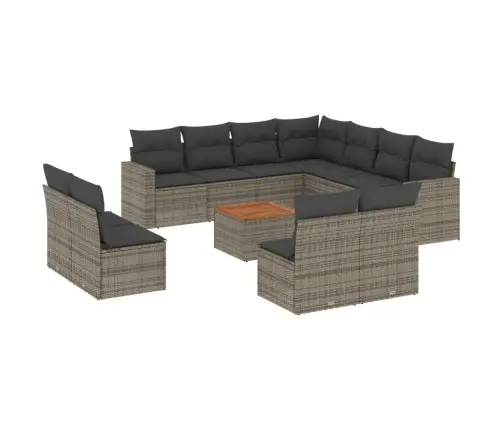 Sodo Komplektas Su Pagalvėlėmis, 12 Dalių, Pilkas, Poliratanas