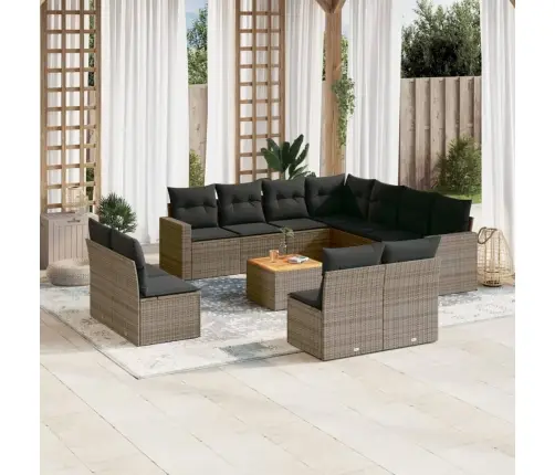 Sodo Komplektas Su Pagalvėlėmis, 12 Dalių, Pilkas, Poliratanas