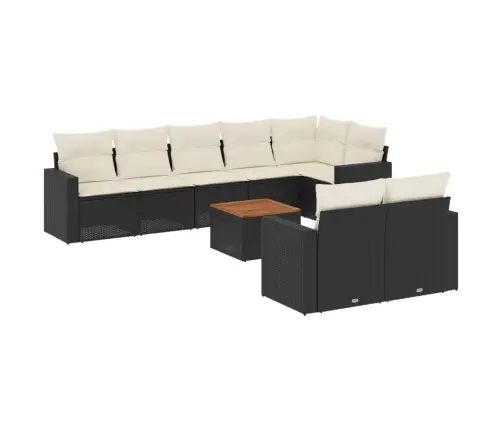 9-Daļīgs Dārza Dīvāna Komplekts, Matrači, Melna Pe Rotangpalma Vidaxl