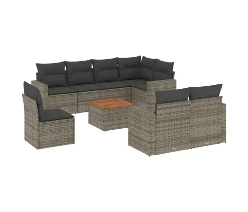 Sofos Komplektas Su Pagalvėlėmis, 9 Dalių, Pilkas, Poliratanas