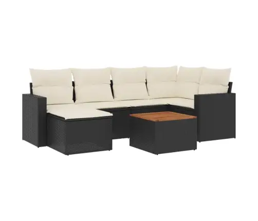 7-Daļīgs Dārza Dīvāna Komplekts Ar Matračiem, Melna Pe Vidaxl