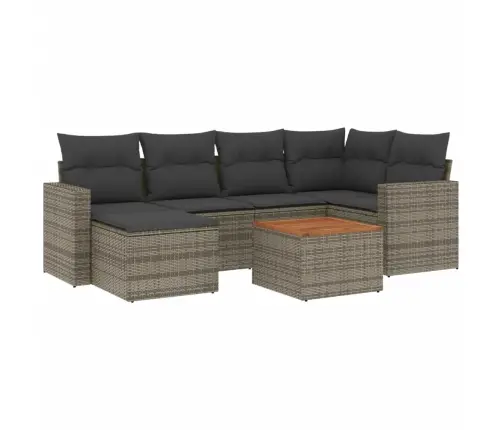 7-Daļīgs Dārza Dīvāna Komplekts, Matrači, Pelēka Pe Rotangpalma Vidaxl