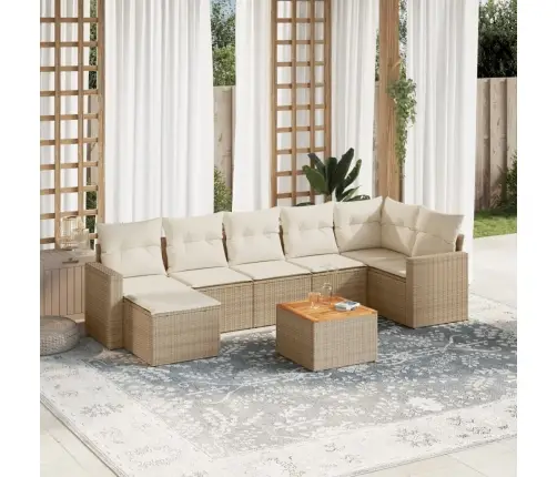 Sofos Komplektas Su Pagalvėlėmis, 8 Dalių, Smėlio, Poliratanas