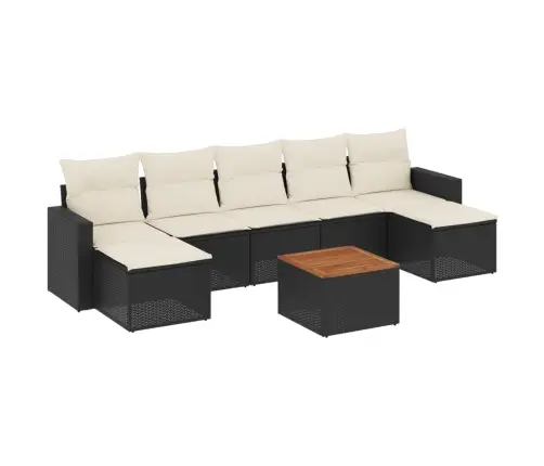 8-Daļīgs Dārza Dīvāna Komplekts, Matrači, Melna Pe Rotangpalma Vidaxl