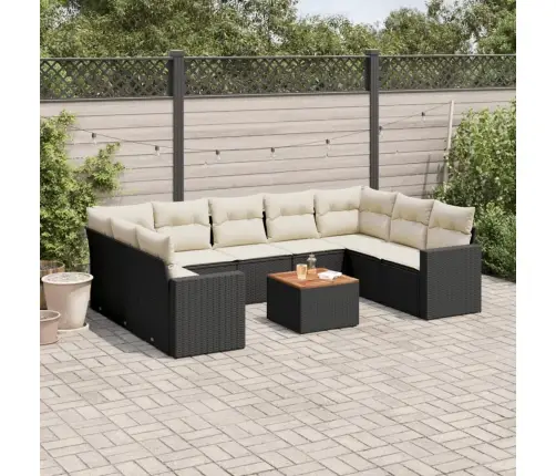 10-Daļīgs Dārza Dīvāna Komplekts, Matrači, Melna Pe Rotangpalma Vidaxl