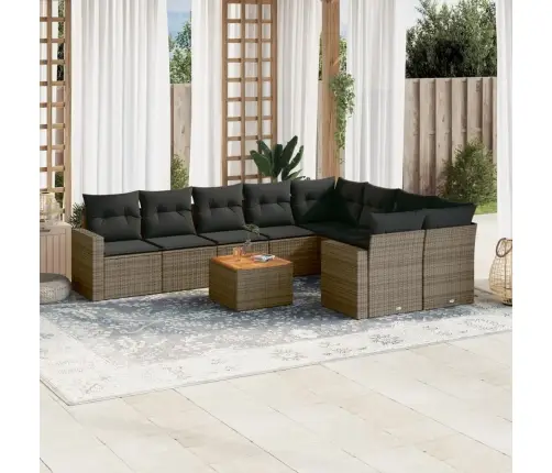 10-Daļīgs Dārza Dīvāna Komplekts Ar Matračiem, Pelēks Pe Pinums Vidaxl 10-Daļīgs Dārza Dīvāna Komplekts Ar Matračiem, Pelēks Pe Pinums Vidaxl