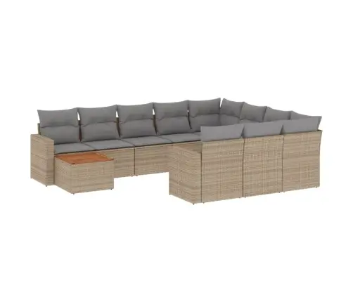 11-Daļīgs Dārza Dīvāna Komplekts, Matrači, Bēša Pe Rotangpalma Vidaxl