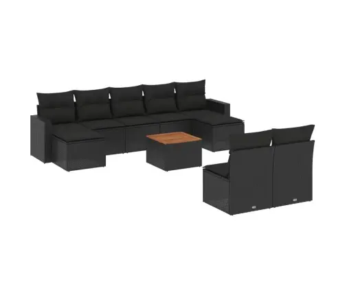 Sodo Komplektas Su Pagalvėlėmis, 10 Dalių, Juodas, Poliratanas