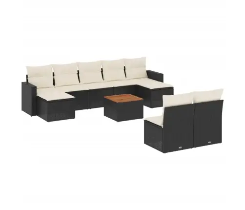 Sodo Komplektas Su Pagalvėlėmis, 10 Dalių, Juodas, Poliratanas