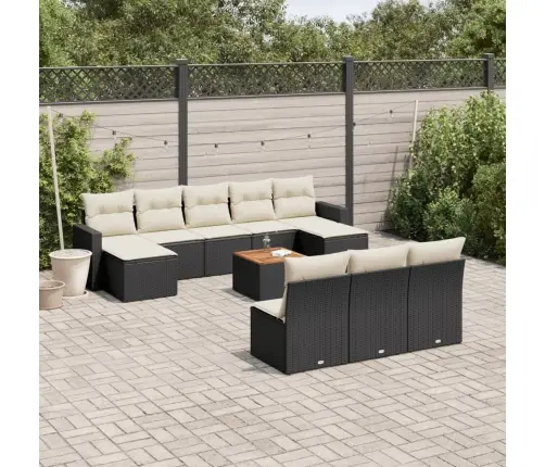 11-Daļīgs Dārza Dīvāna Komplekts, Matrači, Melna Pe Rotangpalma Vidaxl