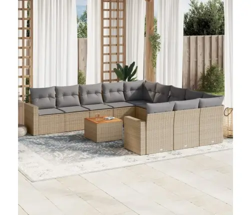 12-Daļīgs Dārza Dīvāna Komplekts, Matrači, Bēša Pe Rotangpalma Vidaxl