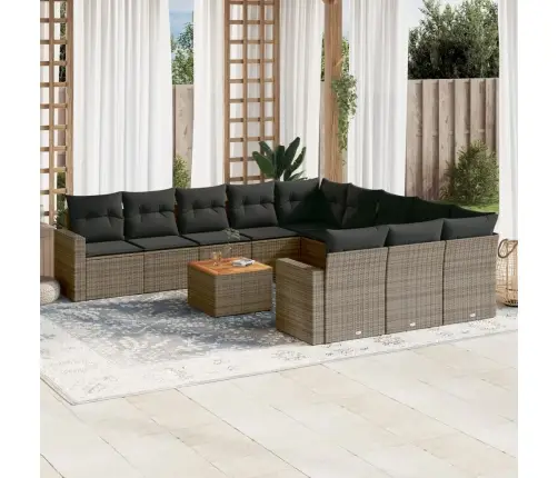 12-Daļīgs Dārza Atpūtas Mēbeļu Komplekts, Matrači, Pelēks Pe Vidaxl