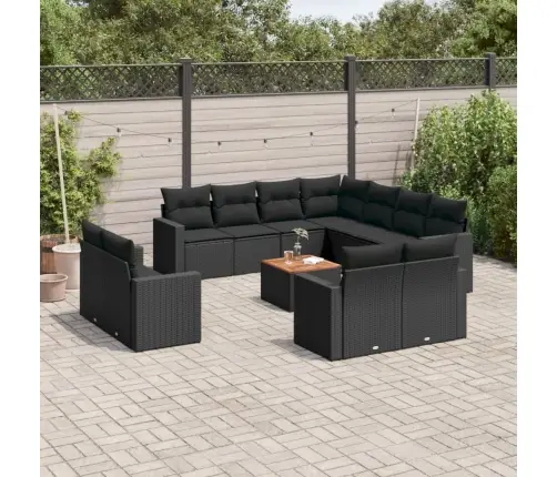 12-Osaline Aiadiivani Komplekt Patjadega, Must, Polürotang