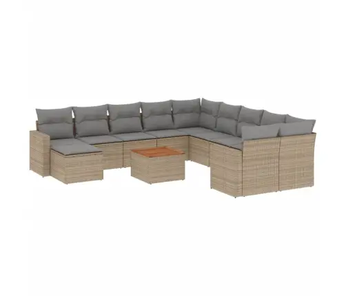 12-Daļīgs Dārza Dīvāna Komplekts, Matrači, Bēša Pe Rotangpalma Vidaxl