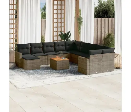 12-Daļīgs Dārza Atpūtas Mēbeļu Komplekts, Matrači, Pelēks Pe Vidaxl 12-Daļīgs Dārza Atpūtas Mēbeļu Komplekts, Matrači, Pelēks Pe Vidaxl