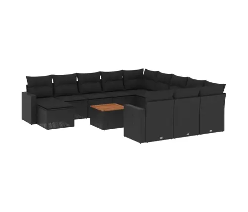 13-Osaline Aiadiivani Komplekt Patjadega, Must, Polürotang