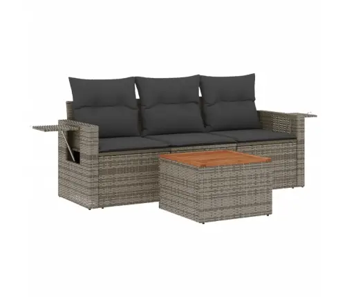 4-Daļīgs Dārza Dīvāna Komplekts Ar Matračiem, Pelēks Pe Pinums Vidaxl