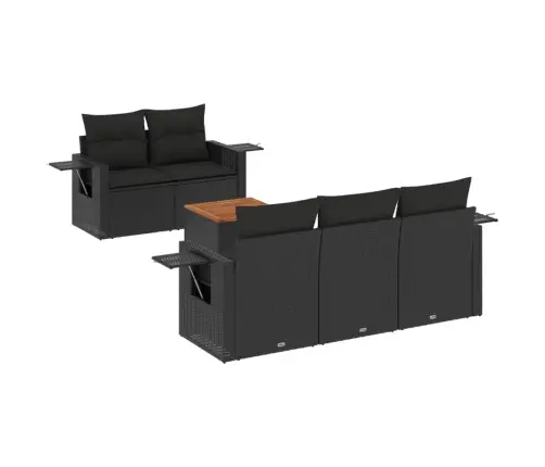 6-Daļīgs Dārza Dīvāna Komplekts, Matrači, Melna Pe Rotanpalma Vidaxl