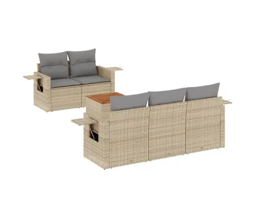 6-Daļīgs Dārza Dīvāna Komplekts, Matrači, Bēša Pe Rotangpalma Vidaxl