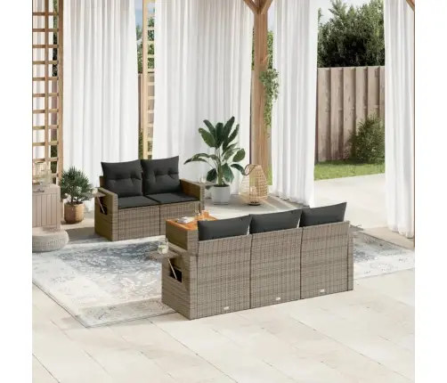 6-Daļīgs Dārza Dīvāna Komplekts Ar Matračiem, Pelēks Pe Pinums Vidaxl