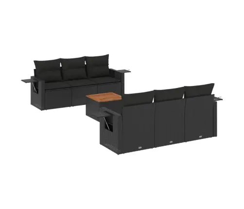 7-Daļīgs Dārza Dīvāna Komplekts Ar Matračiem, Melna Pe Vidaxl