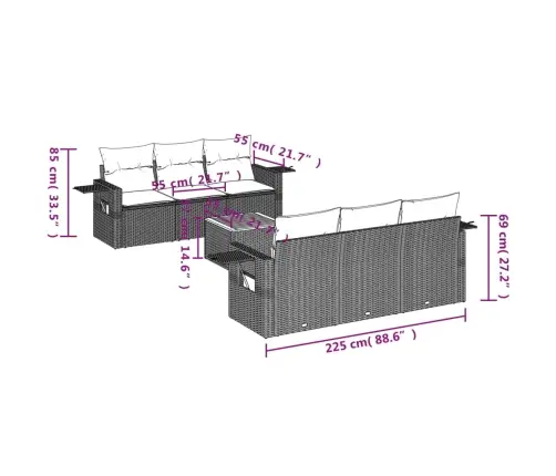 7-Osaline Aiadiivani Komplekt Patjadega, Hall, Polürotang