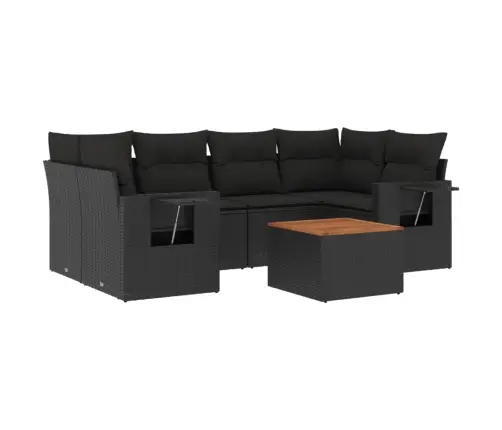 7-Daļīgs Dārza Dīvāna Komplekts Ar Matračiem, Melna Pe Vidaxl