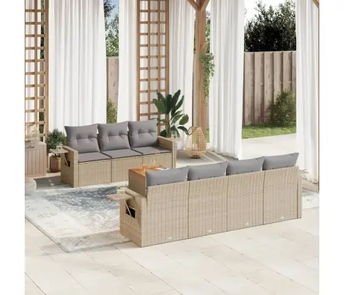 8-Osaline Aiadiivani Komplekt Patjadega, Beež, Polürotang