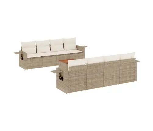 9-Daļīgs Dārza Dīvānu Komplekts, Matrači, Bēša Pe Rotangpalma Vidaxl