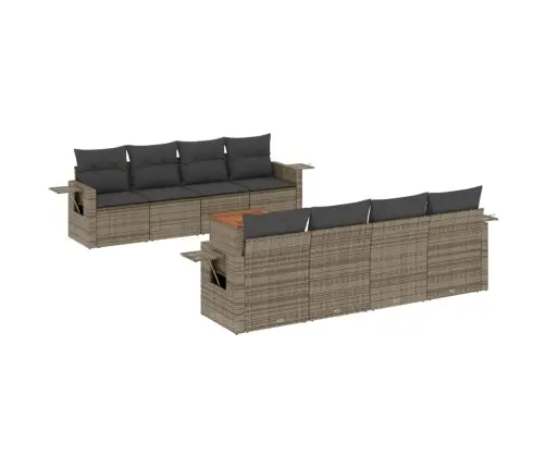 Sofos Komplektas Su Pagalvėlėmis, 9 Dalių, Pilkas, Poliratanas