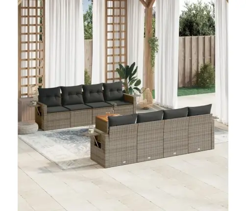 Sofos Komplektas Su Pagalvėlėmis, 9 Dalių, Pilkas, Poliratanas