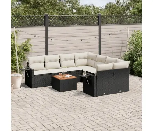 9-Daļīgs Dārza Dīvāna Komplekts, Matrači, Melna Pe Rotangpalma Vidaxl