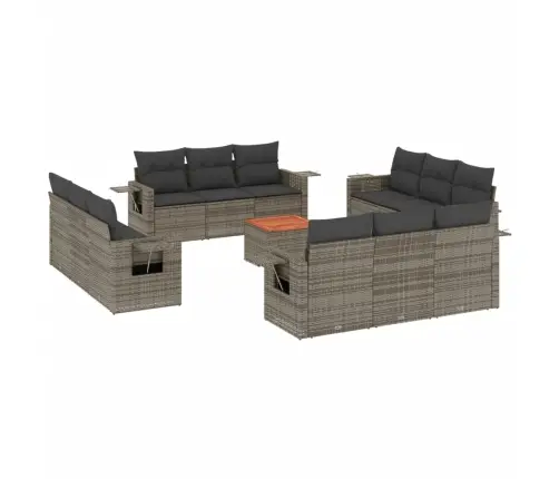 13-Daļīgs Dārza Dīvānu Komplekts Ar Matračiem, Pelēks Pe Vidaxl