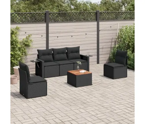 6-Daļīgs Dārza Dīvāna Komplekts, Matrači, Melna Pe Rotanpalma Vidaxl