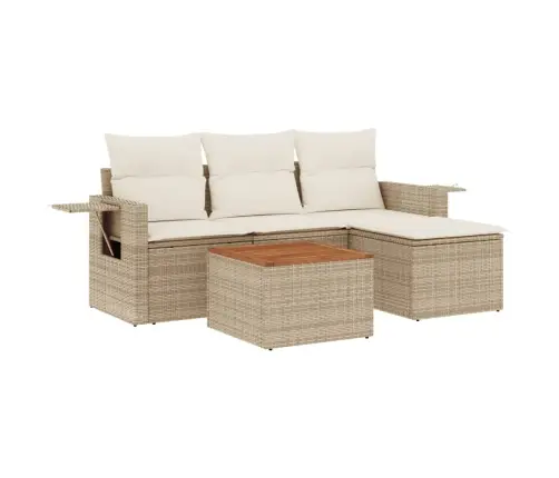 5-Daļīgs Dārza Dīvāna Komplekts, Matrači, Bēša Pe Rotangpalma Vidaxl