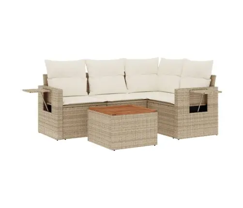 5-Daļīgs Dārza Dīvāna Komplekts, Matrači, Bēša Pe Rotangpalma Vidaxl 5-Daļīgs Dārza Dīvāna Komplekts, Matrači, Bēša Pe Rotangpalma Vidaxl