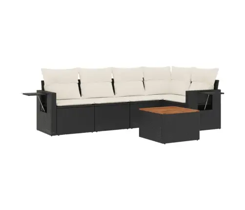 6-Daļīgs Dārza Dīvāna Komplekts, Matrači, Melna Pe Rotanpalma Vidaxl