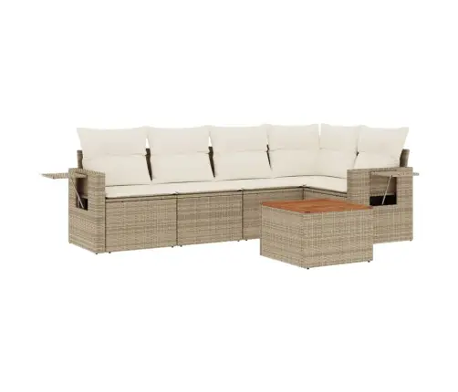 6-Daļīgs Dārza Dīvāna Komplekts, Matrači, Bēša Pe Rotangpalma Vidaxl