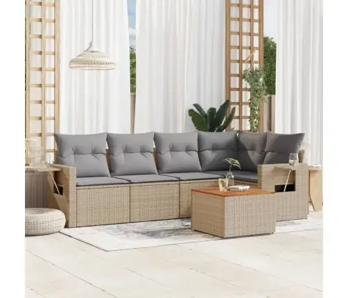 Sofos Komplektas Su Pagalvėlėmis, 6 Dalių, Smėlio, Poliratanas