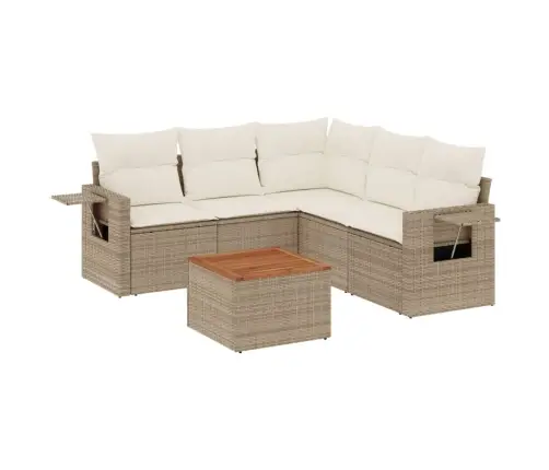 6-Daļīgs Dārza Dīvāna Komplekts, Matrači, Bēša Pe Rotangpalma Vidaxl