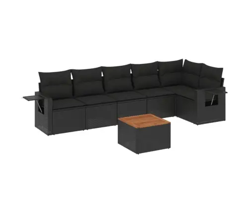 7-Daļīgs Dārza Dīvāna Komplekts Ar Matračiem, Melna Pe Vidaxl 7-Daļīgs Dārza Dīvāna Komplekts Ar Matračiem, Melna Pe Vidaxl